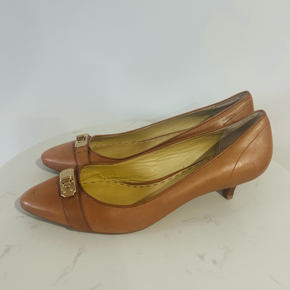 Size 8 coach kitten heel , leather shoes
